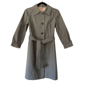 Orla Kiely Size XS Grey Trench Mid Length Coat Belted Button Closure